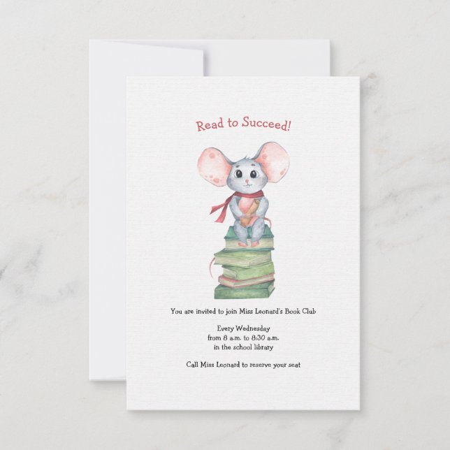 Book Mouse Reading Club Invitation (Front)