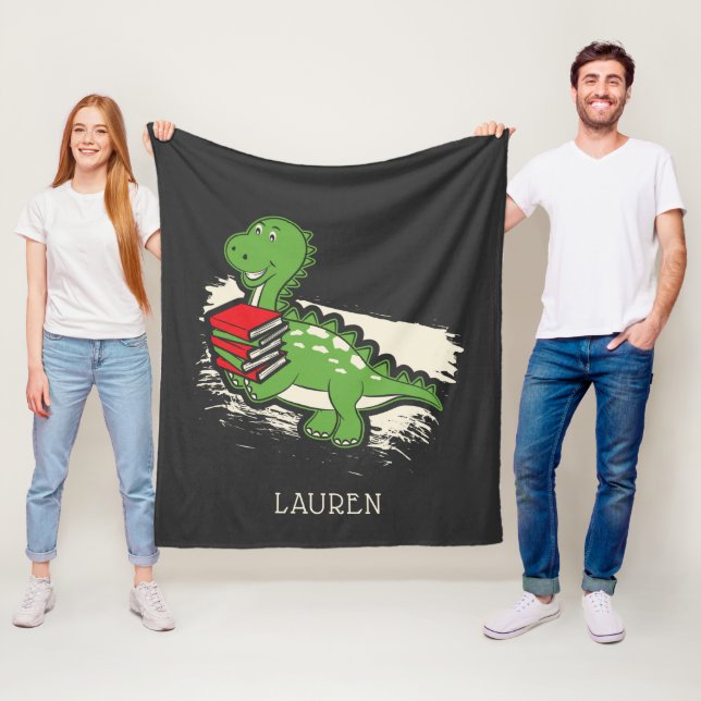 Book Nerd Dinosaur Cute Novelty Fleece Blanket (In Situ)