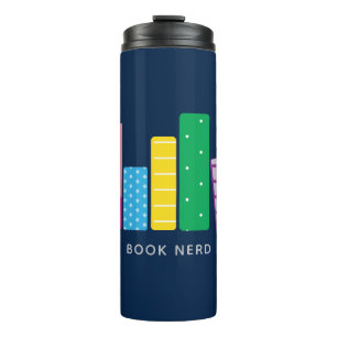 Book Nerd Funny Modern Navy Green Blue Thermal Tumbler