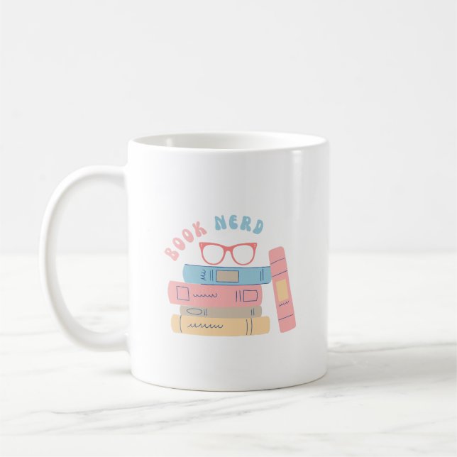 Book Nerd Girl Retro Design Coffee Mug (Left)