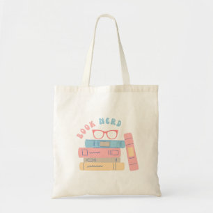 Book Nerd Girl Retro Design Tote Bag