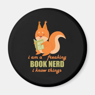 Book Nerd Squirrel Magnet