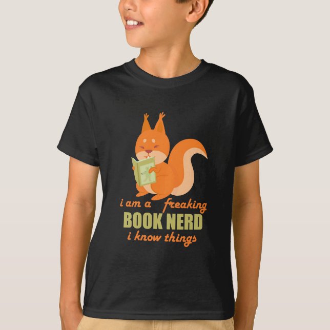 Book Nerd Squirrel T-Shirt (Front)