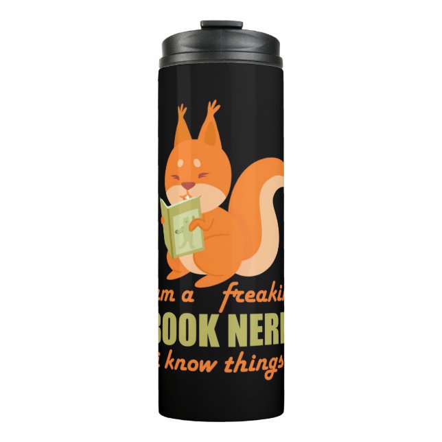 Book Nerd Squirrel Thermal Tumbler (Front)