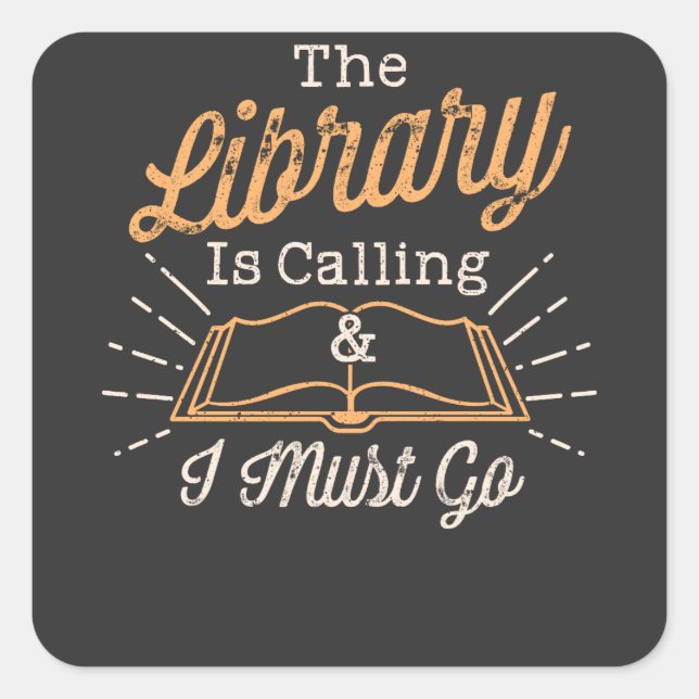 Book Nerd  - The Library Is Calling Square Sticker (Front)