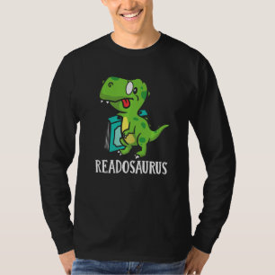 Book Nerds Bookworms Reading Readasaurus Dinosaur T-Shirt