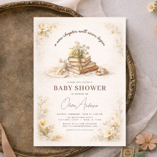 Book New Chapter Begins Baby Shower Invitation