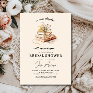Book New Chapter Begins Wildflower Bridal Shower Invitation