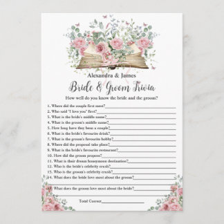 Book New Chapter Bride & Groom Trivia Bridal Game Card