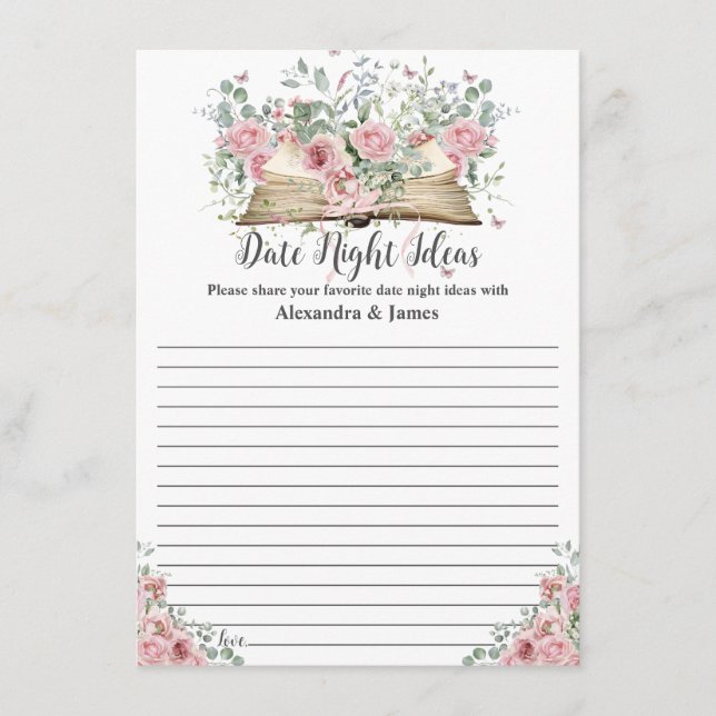 Book New Chapter Date Night Ideas Bridal Game Card (Front)