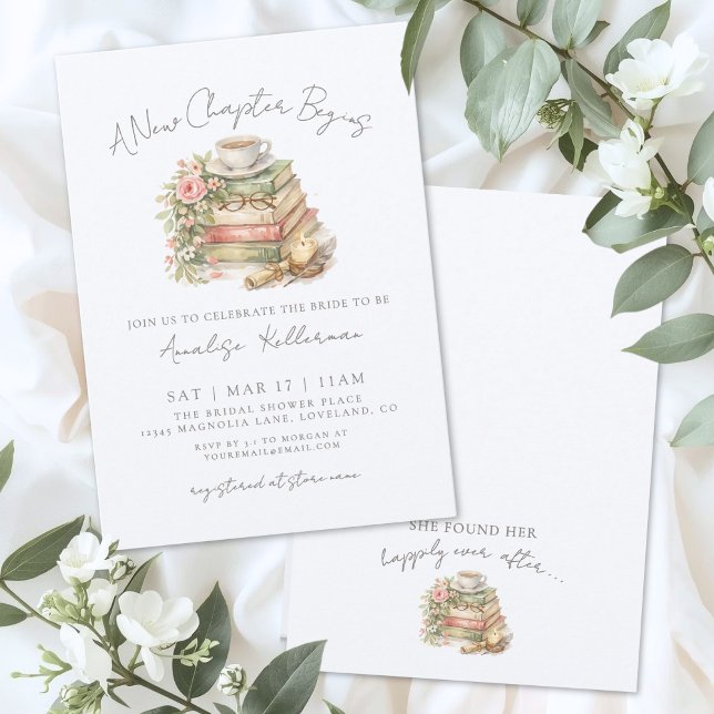 Book New Chapter Floral Bridal Shower Invitation (Book New Chapter Floral Bridal Shower Invitation)