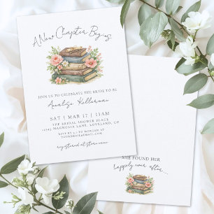 Book New Chapter Floral Bridal Shower Invitation