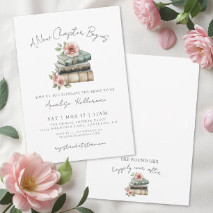 Book New Chapter Floral Bridal Shower Invitation