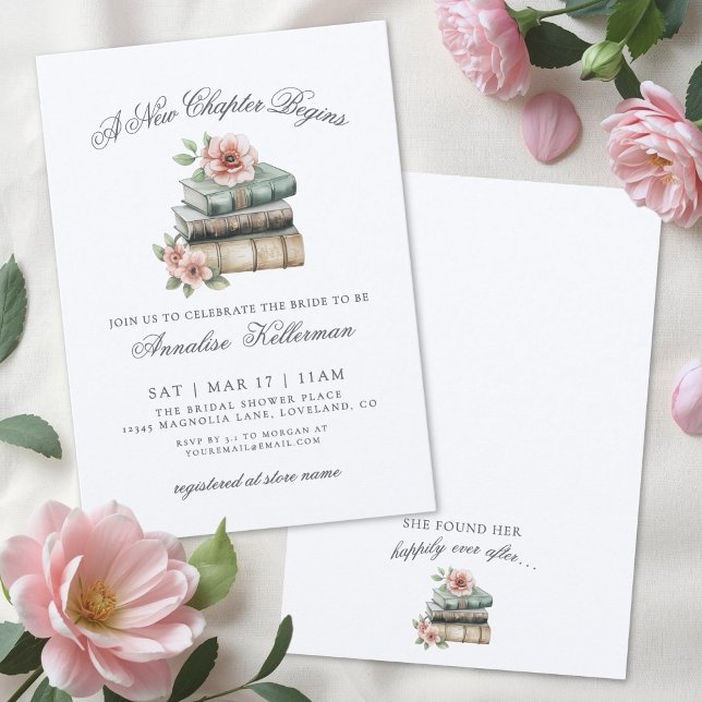 Book New Chapter Floral Bridal Shower Invitation (Book New Chapter Floral Bridal Shower Invitation)