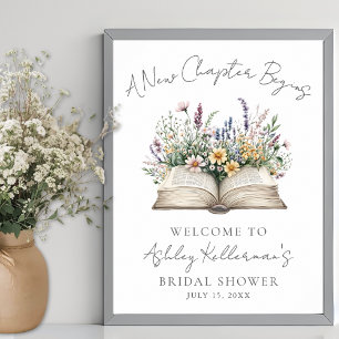 Book New Chapter Wildflower Bridal Shower Sign
