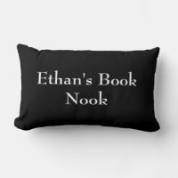 Book nook cushion, black & white, customisable