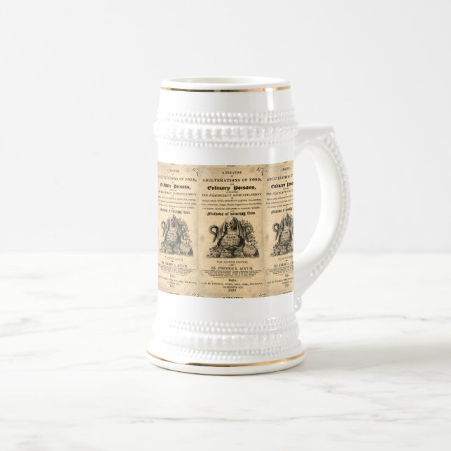 Book of culinary poisons 1820 antique skull beer stein (Front Right)
