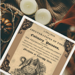 Book of culinary poisons from 1820 antique skull napkin
