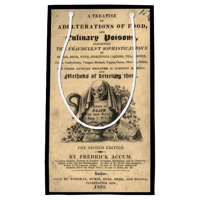 Book of culinary poisons from 1820 antique skull small gift bag (Front)