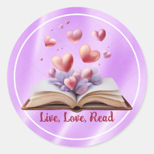Book Of Hearts Pink Classic Round Sticker