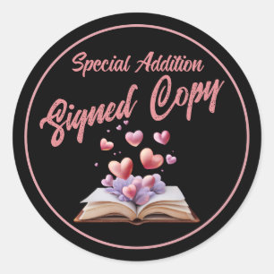 Book Of Hearts Signed Copy Black Classic Round Sticker
