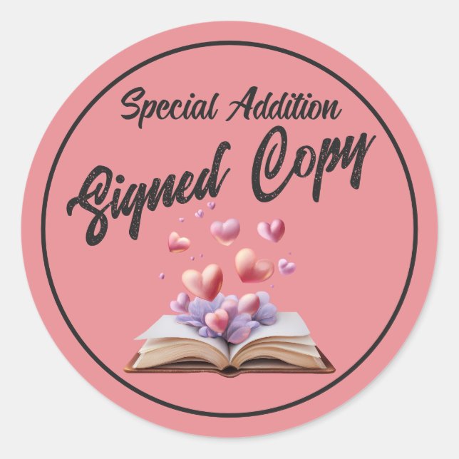 Book Of Hearts Signed Copy Pink Classic Round Sticker (Front)