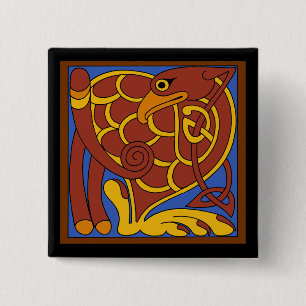 Book Of Kells Celtic Knot Mediaeval Bird 15 Cm Square Badge