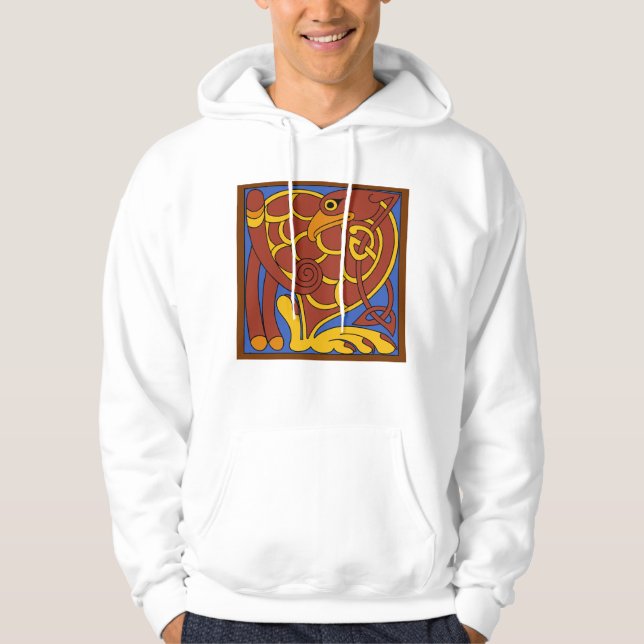 Book Of Kells Celtic Knot Mediaeval Bird Hoodie (Front)
