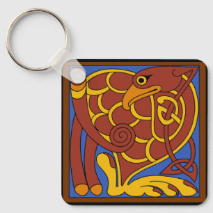Book Of Kells Celtic Knot Mediaeval Bird Key Ring