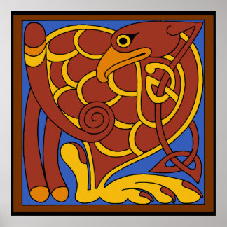 Book Of Kells Celtic Knot Mediaeval Bird Poster
