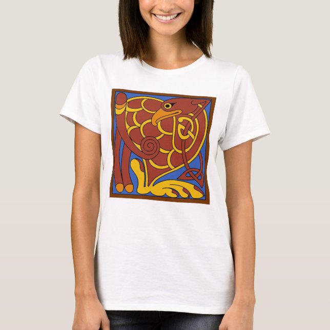 Book Of Kells Celtic Knot Mediaeval Bird T-Shirt (Front)
