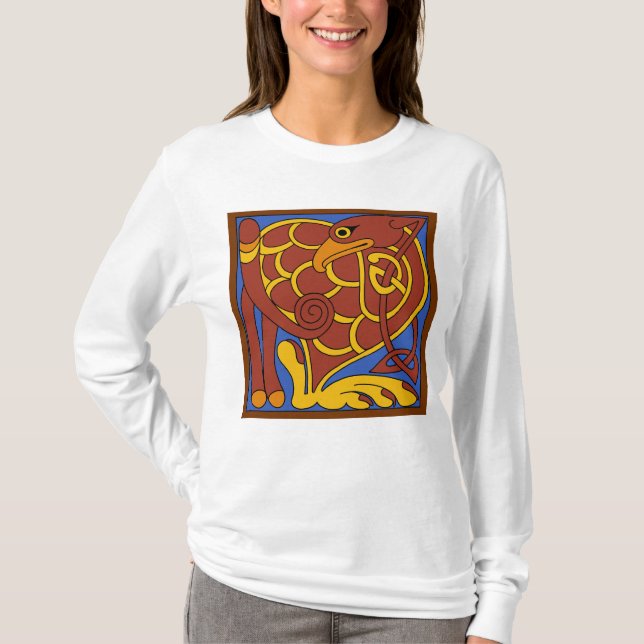 Book Of Kells Celtic Knot Mediaeval Bird T-Shirt (Front)