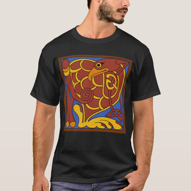 Book Of Kells Celtic Knot Mediaeval Bird T-Shirt (Front)