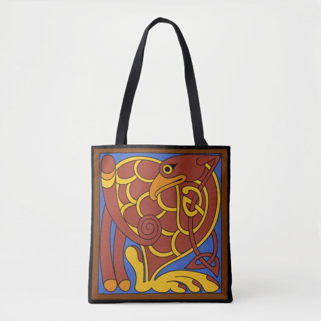 Book Of Kells Celtic Knot Mediaeval Bird Tote Bag (Front)