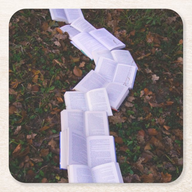 Book Path Reading Reader Square Paper Coaster (Front)