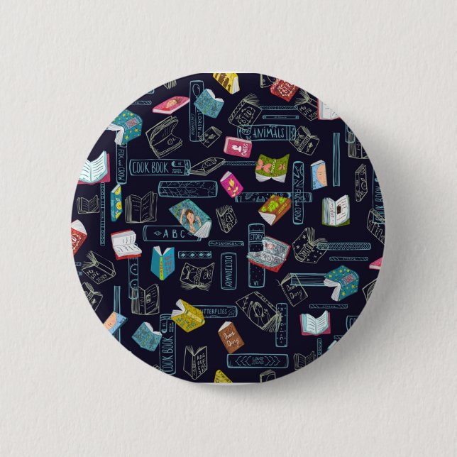 Book pattern 6 cm round badge (Front)