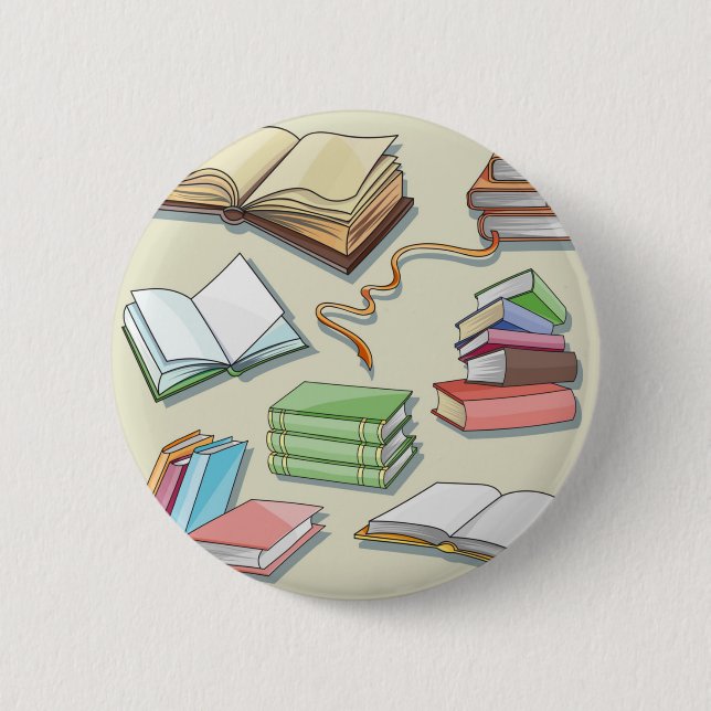 Book pattern 6 cm round badge (Front)