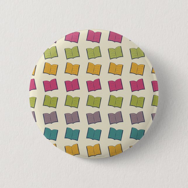 Book pattern 6 cm round badge (Front)