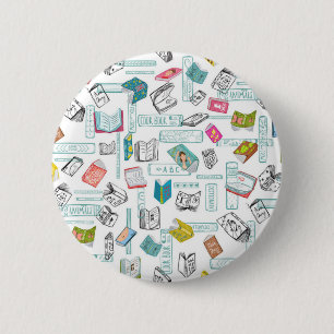 Book pattern 6 cm round badge