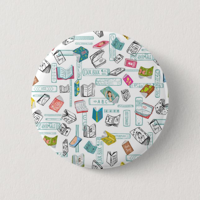 Book pattern 6 cm round badge (Front)