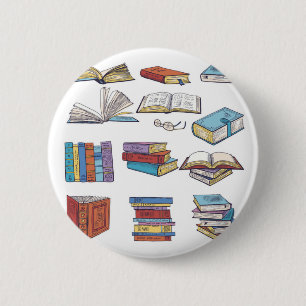 Book pattern 6 cm round badge