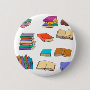 Book pattern 6 cm round badge