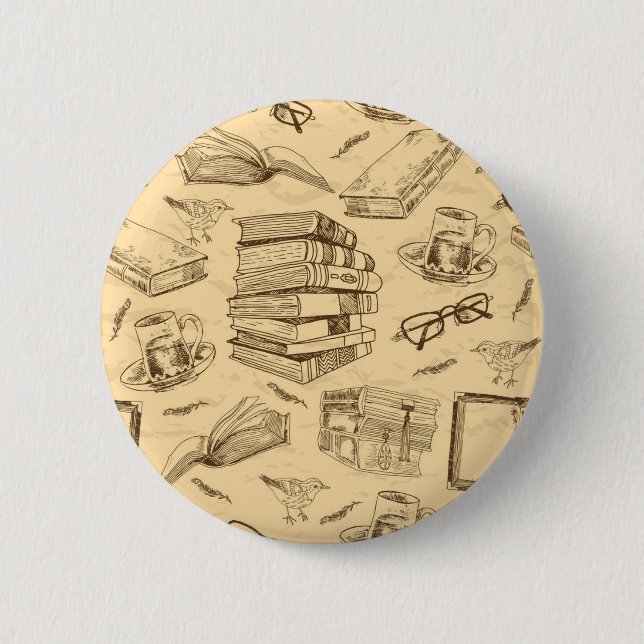 Book pattern 6 cm round badge (Front)