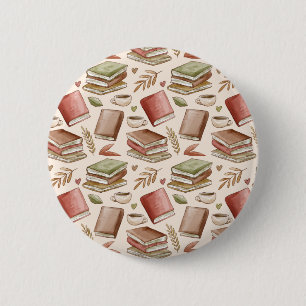 Book pattern 6 cm round badge