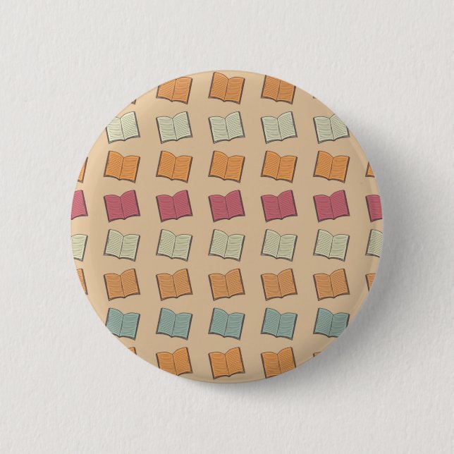 Book pattern 6 cm round badge (Front)