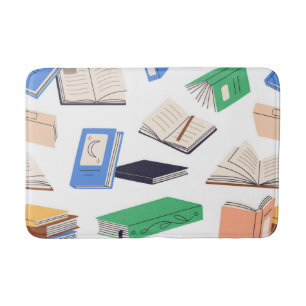 Book pattern bath mat