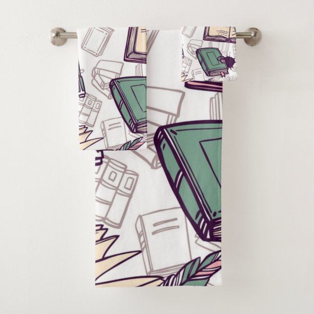 Book pattern bath towel set (Insitu)
