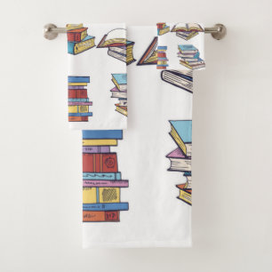 Book pattern bath towel set