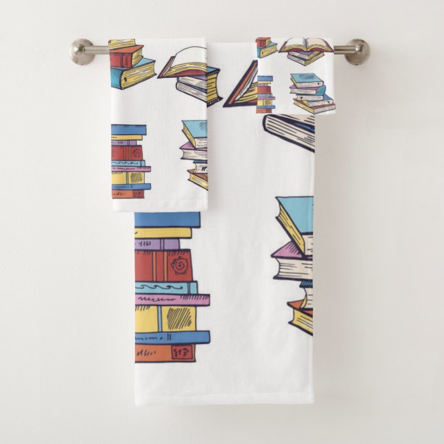 Book pattern bath towel set (Insitu)