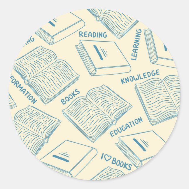 Book pattern classic round sticker (Front)